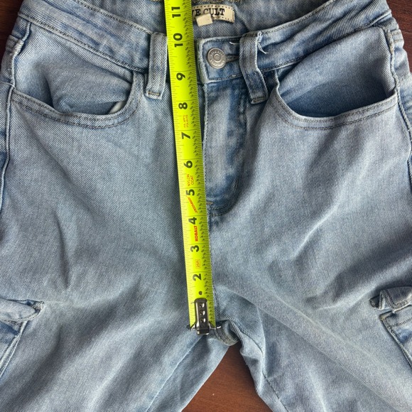 Love Cult Light Wash Y2K Wide Leg Cargo Denim Jeans XS Streetwear Utility Pocket - Picture 9 of 10